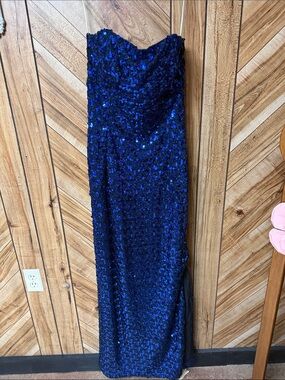 MikeBenet’ Vintage Strapless Sequin Evening Gown in Royal Blue 10